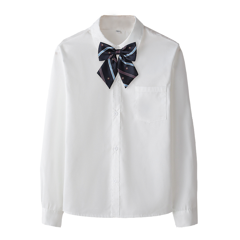 白衬衫女学生学院风日系jk制服长袖大码宽松内搭短袖白色夏季衬衣