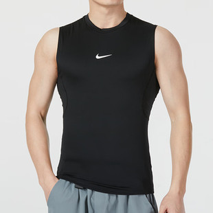 Nike耐克无袖背心男2024夏季圆领T恤运动服黑色健身衣FB7915-010