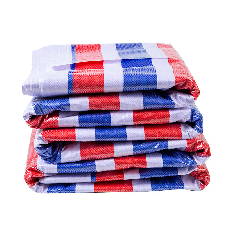 三色彩条布防水防晒加厚塑料布防雨布棚布篷布油布帆布装修一次