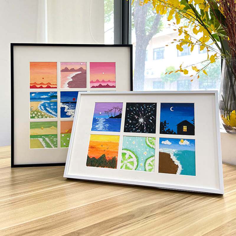 油画棒画框挂墙九宫格照片相框摆台9宫48宫方形手绘作品裱框挂墙