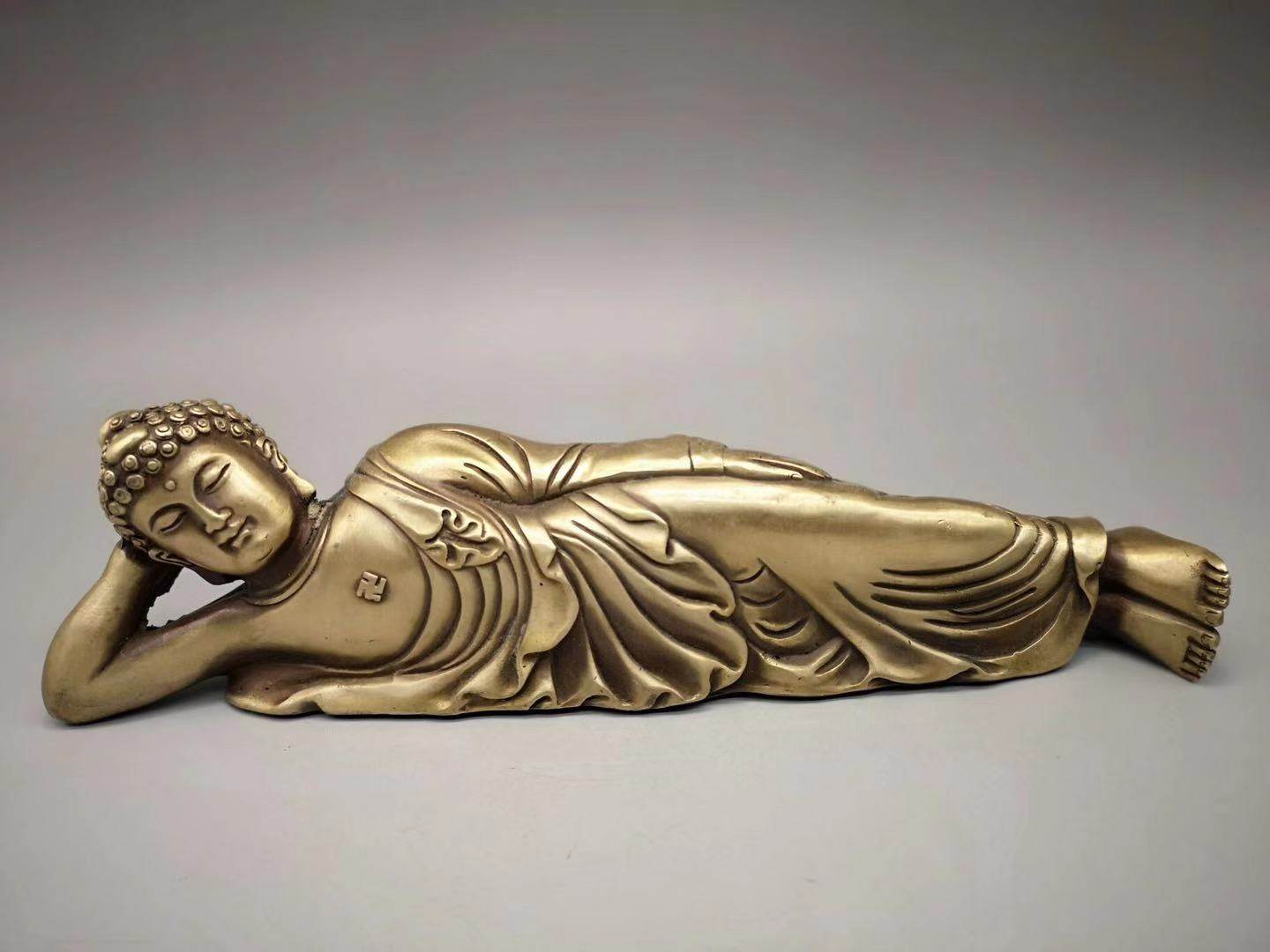 仿古睡佛纯铜卧佛摆件装饰工艺礼品古玩收藏释迦摆件