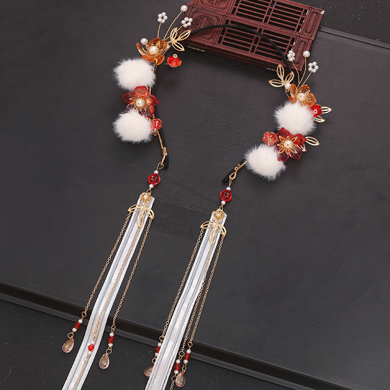 短发发饰懒人_古风汉服头饰套装懒人发箍流苏步摇圣母光环仙女头箍