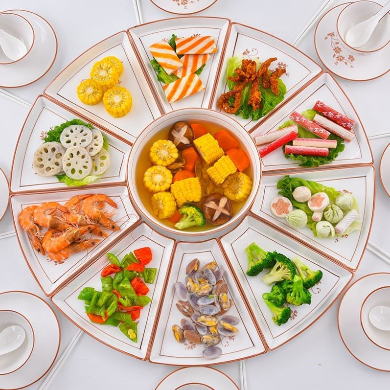 套盘拼盘家用组合团圆餐具家庭聚餐盘圆桌盘子陶瓷套装中式过年盘