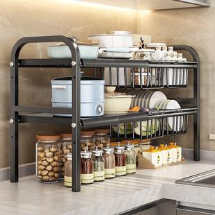厨房可伸缩下水槽置物架收纳整理多功能水池下分层架锅具架子柜
