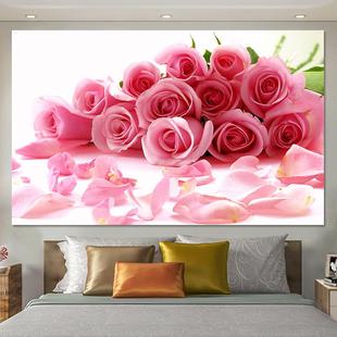 卧室床头画客厅装饰浪漫温馨玫瑰鲜花贴画网红直播间背景墙贴壁画