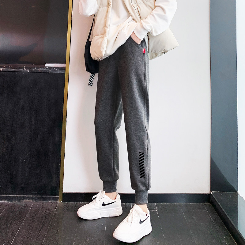 运动裤女宽松束脚2021新款春秋薄款ins潮百搭显瘦休闲哈伦卫裤子