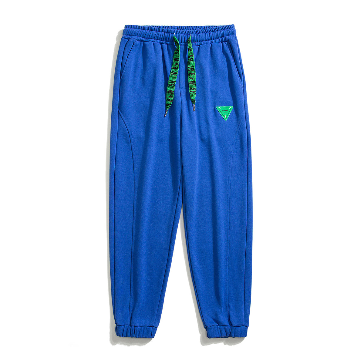 克莱因蓝裤子男春季新款华夫格夜光宽松休闲裤oversize直筒运动裤