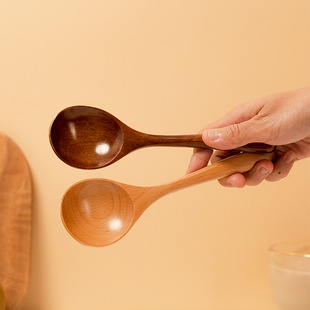 圆形木勺不粘锅家用专用长柄汤勺大号木质日式勺子盛粥厨房木制