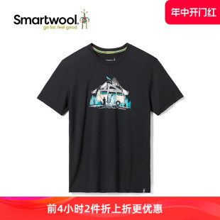 Smartwool新品男女运动短袖美利奴图案T恤吸湿羊毛印花短袖6985