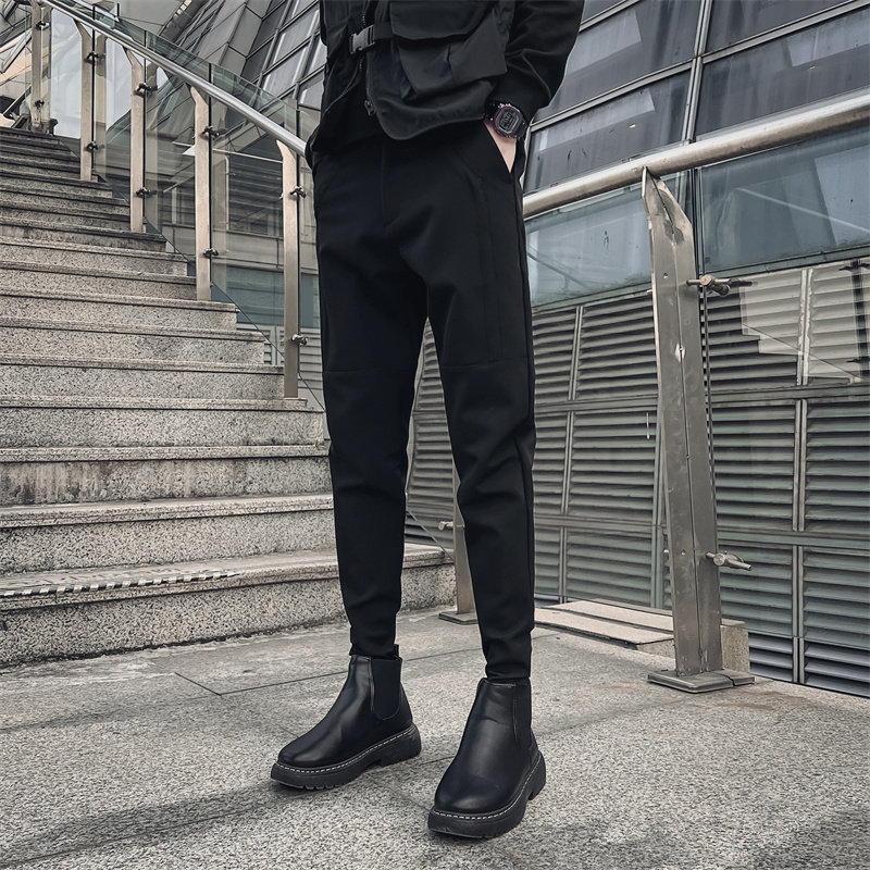 束脚小西裤男配马丁靴设计感发型师潮牌男装裤子春秋季痞帅小脚裤