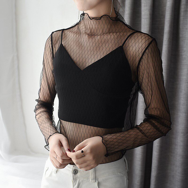热销渔网打底衫