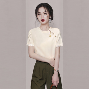 新中式国风短袖上衣女2024夏季新款小众洋气独特别致漂亮绝美T恤