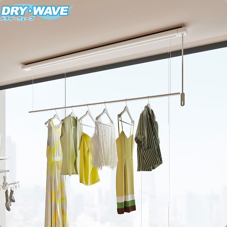 日本drywave隐形晾衣架升降日式隐藏嵌入式晾衣杆卧室内阳台飘窗
