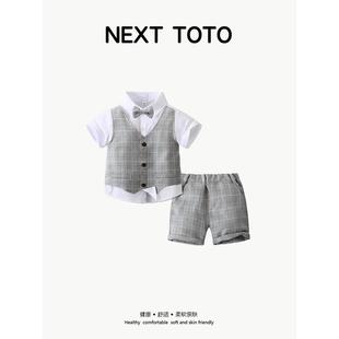 英国NEXT TOTO男童夏季周岁绅士礼服套装儿童短袖短裤宝宝小西装