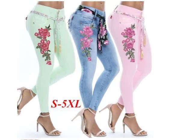 Pants, embroidered feet, high-elastic jeans, women 牛仔裤女|ruв категории Женская одежда, джинсы - от Buy2taobao.com для оказания профессиональной услуги покупки агента Taobao