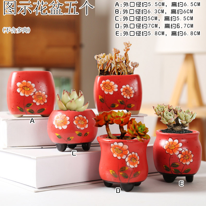句号手绘小号多肉花盆韩式彩绘精致控型盆栽花盆