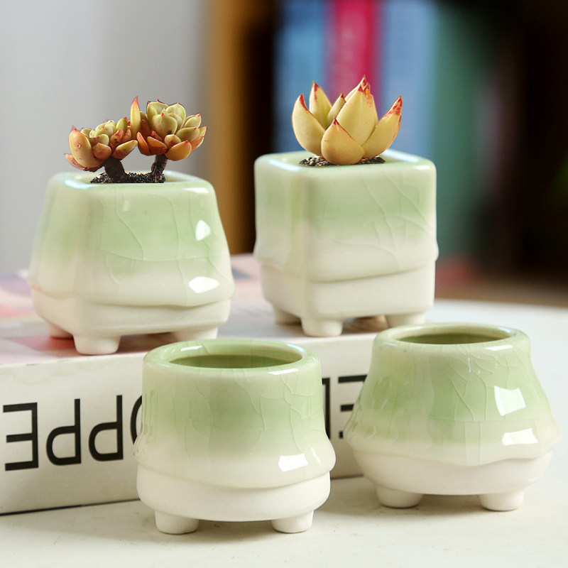 简约网红多肉植物陶瓷奶罐清新室内手绘创意个性韩式白瓷花器花盆
