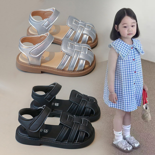 2024年夏季新款包头儿童女童大童编织休闲凉鞋百搭时尚洋气沙滩鞋