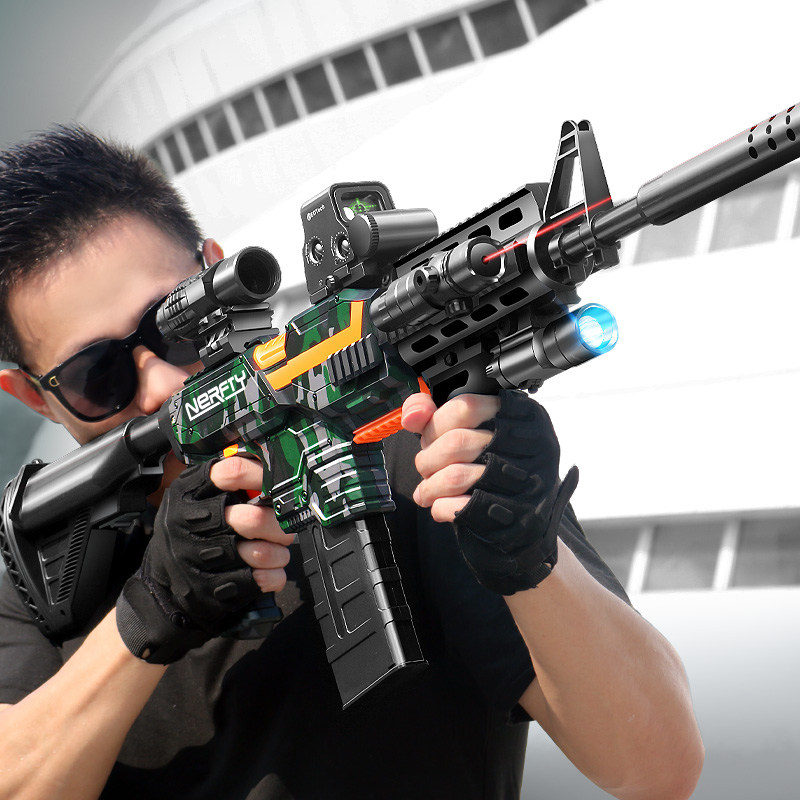 (今日10折)m416自动连发多功能玩具枪可发射eva泡沫软弹突击步抢男孩