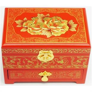 琼玛莎 平遥推光漆器首饰盒木质嫁妆复古结婚礼物实木新娘化妆盒