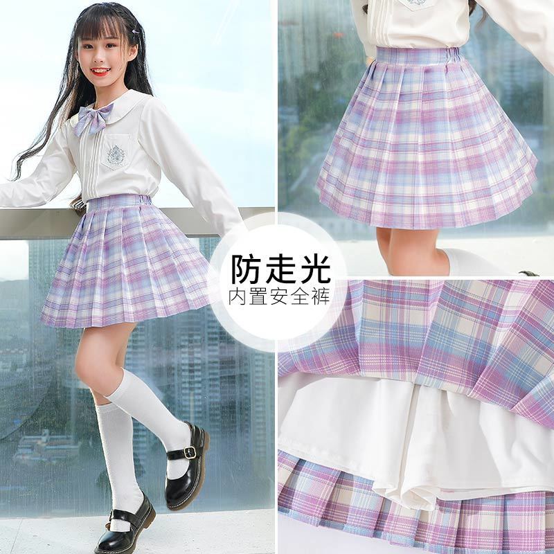 女童jk制服小学生裙子正版学生服套装百搭百褶裙中大童校服演出服