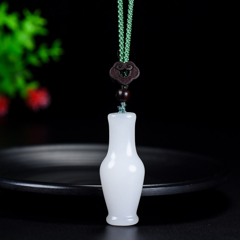 玉翡缘新疆和田玉观音净瓶吊坠白玉玉瓶吊坠男女款平安立体花瓶