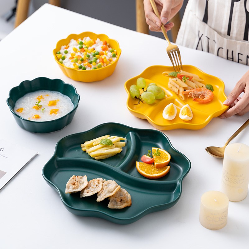 北欧家用陶瓷分隔盘菜盘创意三格分餐