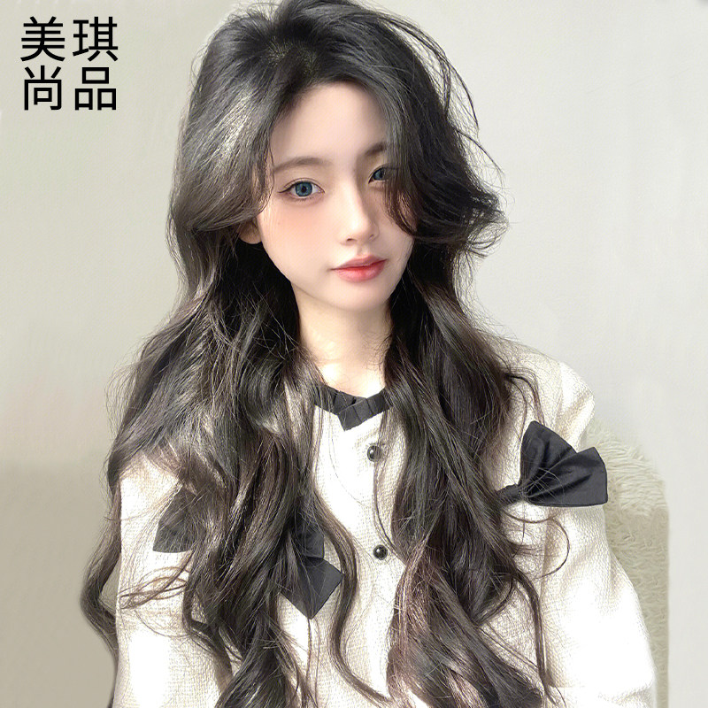 长发空气刘海大海大波浪卷发隐形蕾丝真人丝网自然头套日常整顶假发