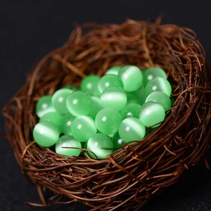 晶乡翠绿浅绿色猫眼石圆珠散珠饰品配珠子 diy佛珠手链半成品配件