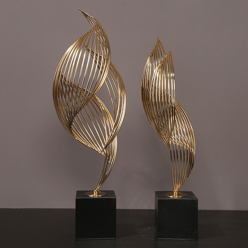 新中式摆件轻奢酒店大堂创意摆设金属客厅电视柜玄关酒柜艺术饰品