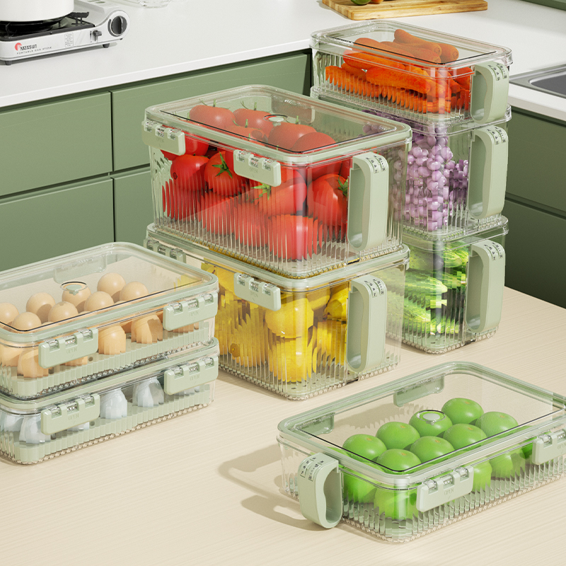 厨房计时保鲜盒食品级冰箱专用冷冻饺子盒食物蔬菜水果收纳盒储物