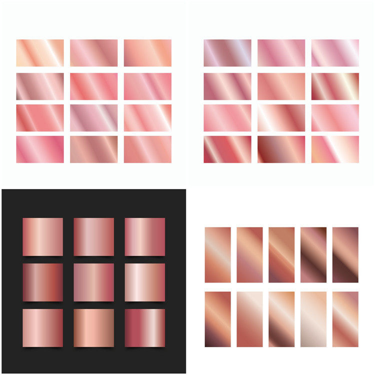 a0020玫瑰金渐变色颜色色卡分色金属质感参考eps设计素材ai矢量图