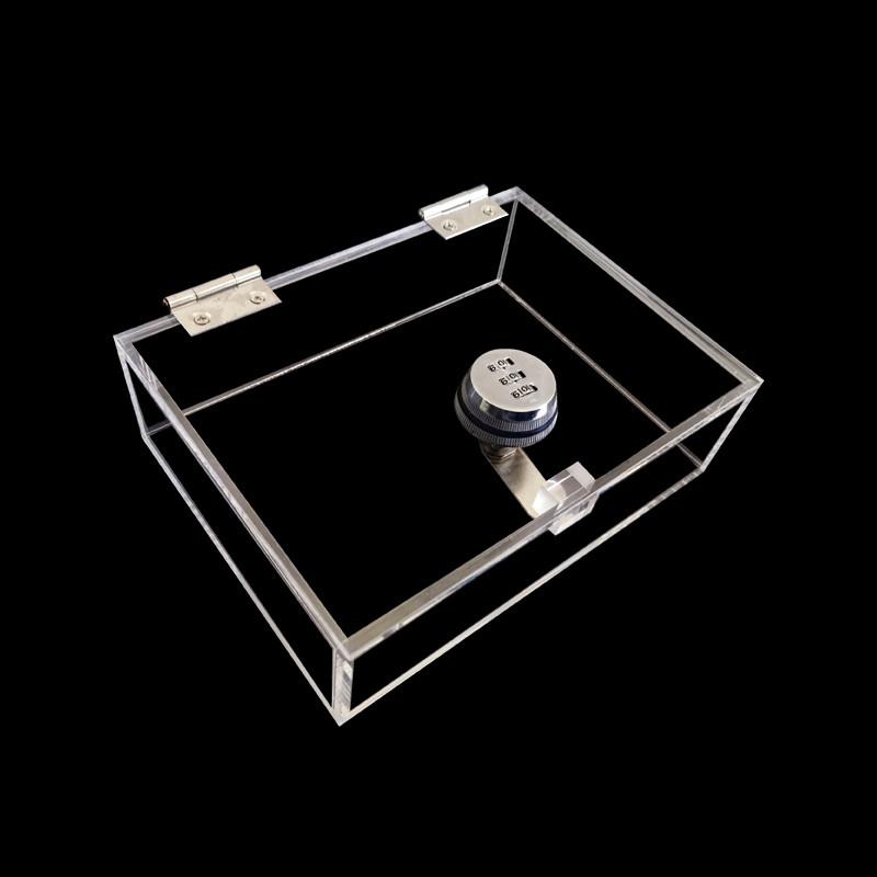 新款透明亚克力带密码锁收纳盒保管箱手机存放盒有机玻璃翻盖盒子