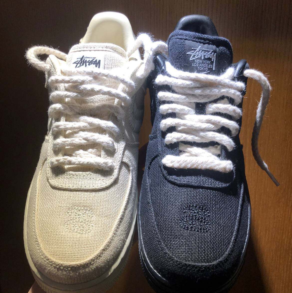 适配nike空军一号stussyx af1low棉麻dunk鞋绳粗麻绳圆形白色鞋带