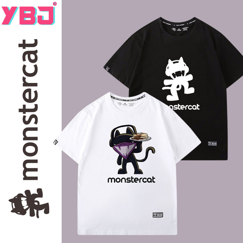 monstercat电音dj周边t恤衫怪兽猫半袖短袖男女春夏装2020年新款