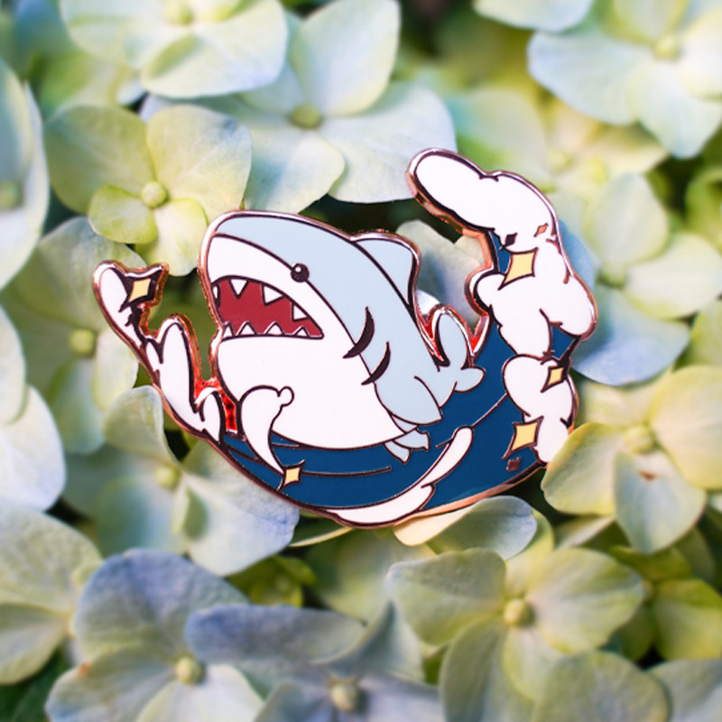 ff14周边鲨鲨金属徽章胸针最终幻想徽章鲨鱼指挥官同人