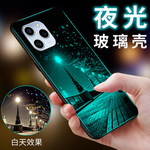 荣耀60SE手机壳5G夜光玻璃GIA-AN00硅胶软边硬壳华为Honor60se全包防摔荣誉六十es镜面溶药6Ose男女情侣文字