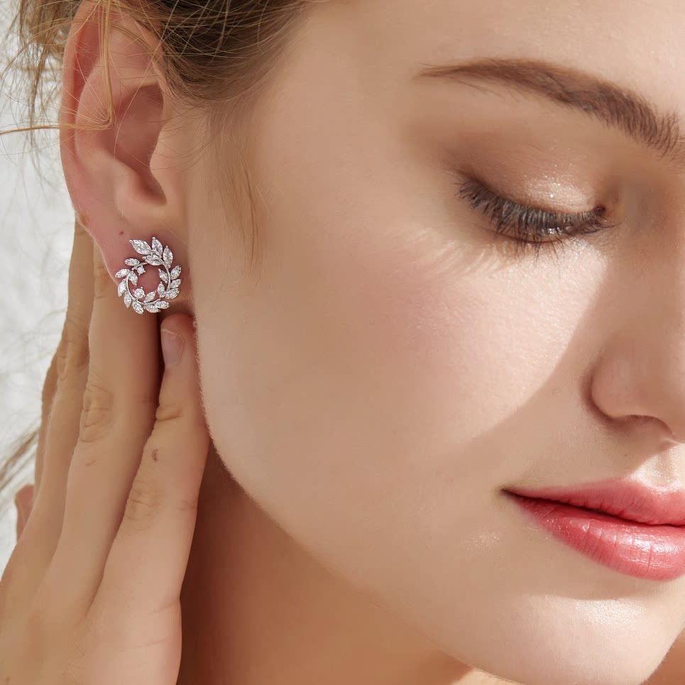 马眼锆钻圆耳钉超闪个性百搭银针防过敏明星同款耳环