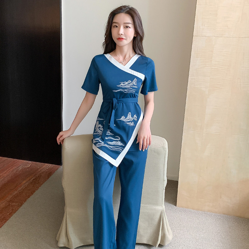 足浴技师工作服套装2021年秋装