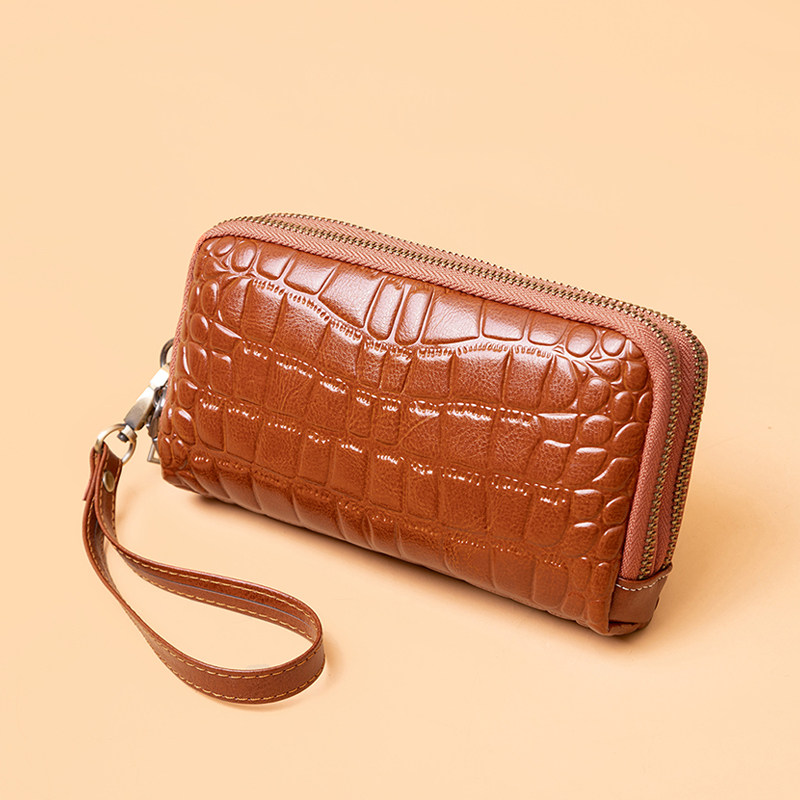 牛皮手拿包女2021新款大容量手抓包零钱包时尚手包女士软皮小包包