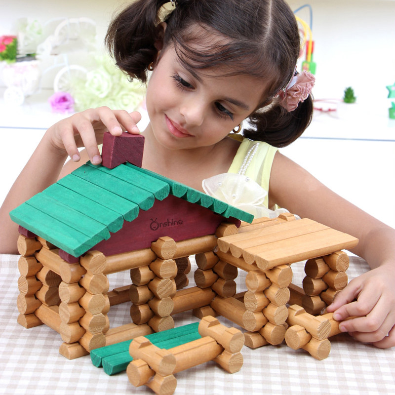 幼儿园儿童木头榫卯积木房子拼插搭建房屋立体大颗粒拼装益智玩具