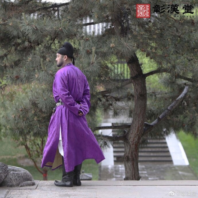 唐代紫色圆领袍 唐风 初唐款复原放量汉服 棉质暗纹提花 男女四季