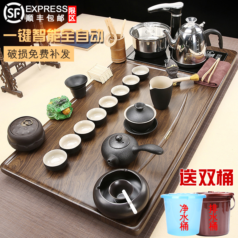 紫砂茶具套装全自动烧水壶一体茶盘家用客厅高档泡茶功夫茶台整套