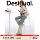 Desigual25春夏新款宽松直筒渐变洗水浅蓝色休闲女士牛仔裤长裤