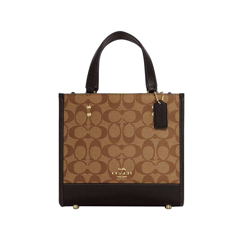 coach蔻驰女士dempsey系列手提包经典c纹印花拼色购物袋4113