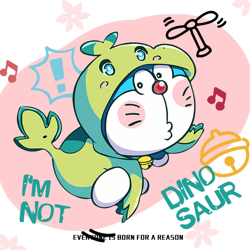 哆啦a梦联名小恐龙卡通可爱不一样的情侣装韩版ins潮流宽松男女