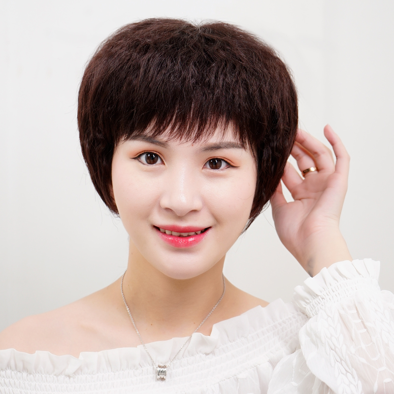 全真发假发女短发蓬松短卷发全头套玉米须卷发真人发丝妈妈假发套