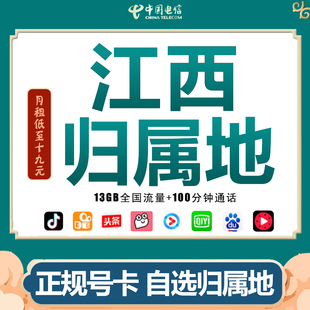 江西南昌上饶九江手机电话纯流量卡无线电信4G5G上网卡0月租通用Q