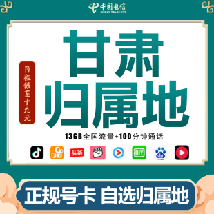 甘肃兰州武威张掖手机电话纯流量卡无线电信4G5G上网卡0月租通用Q