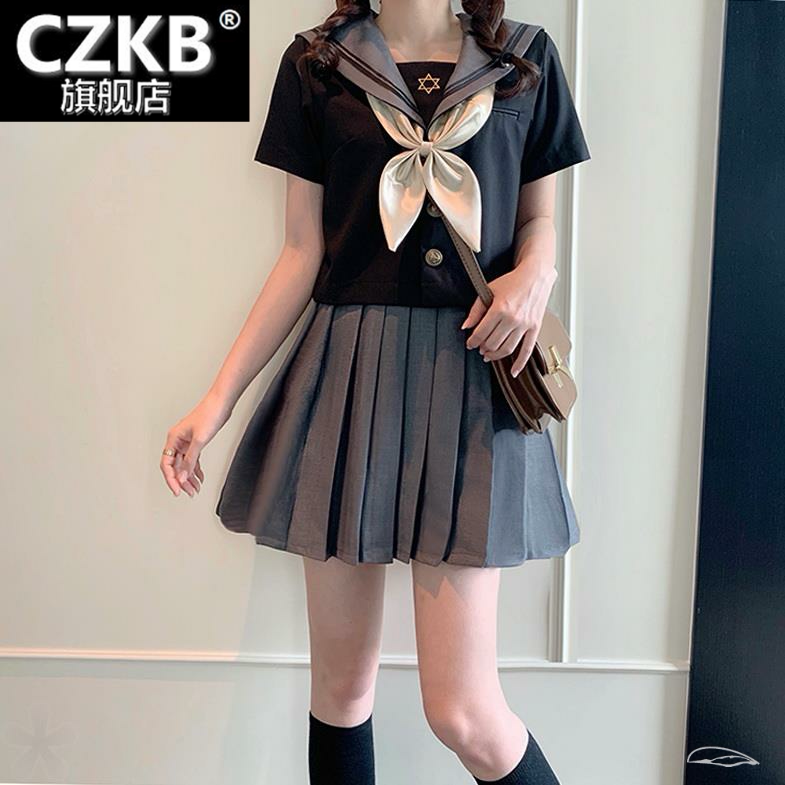 日系裙子短袖jk制服套装2021年夏季新款学院风女生百褶裙上衣搭配